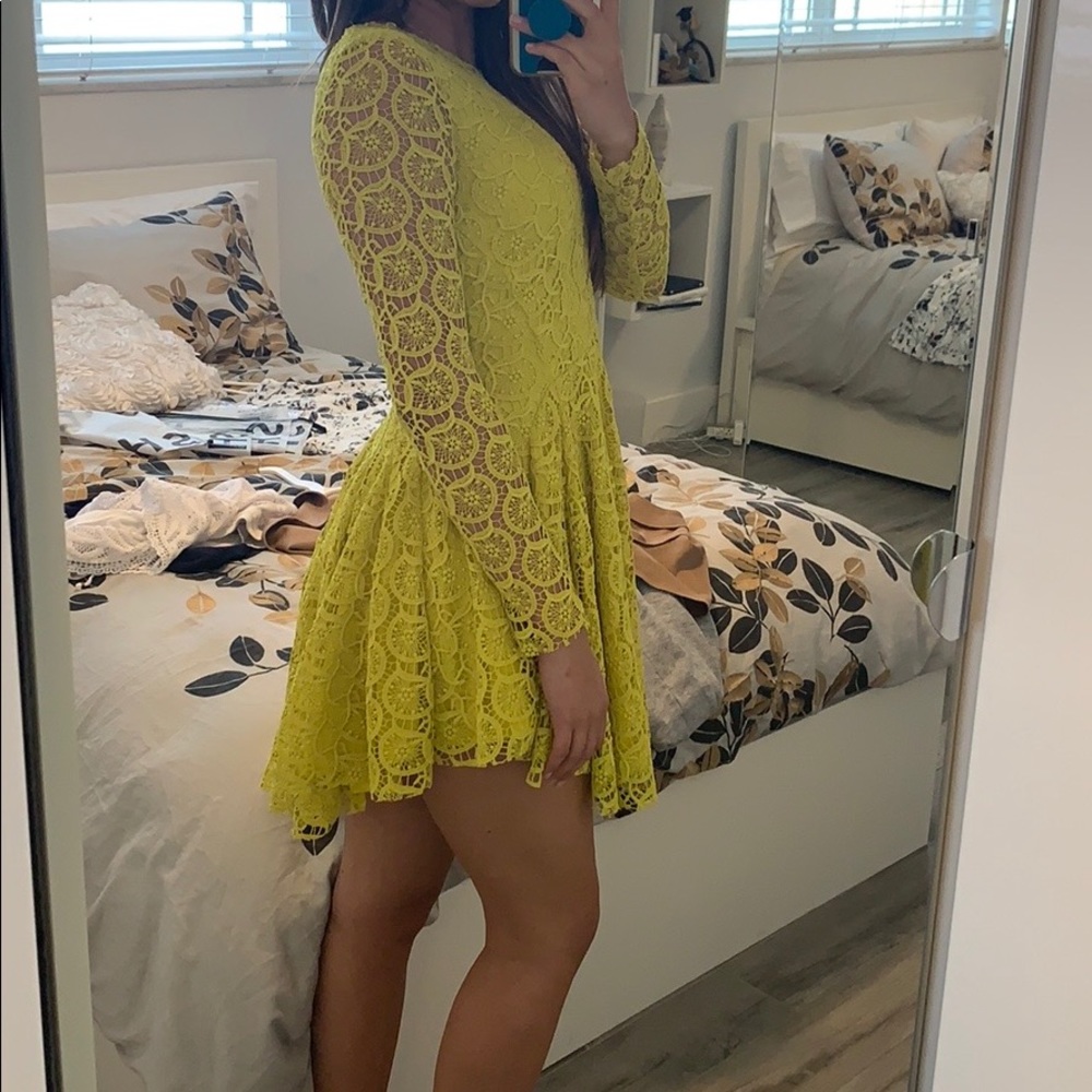 H&M Paris Chartreuse Lace mini dress